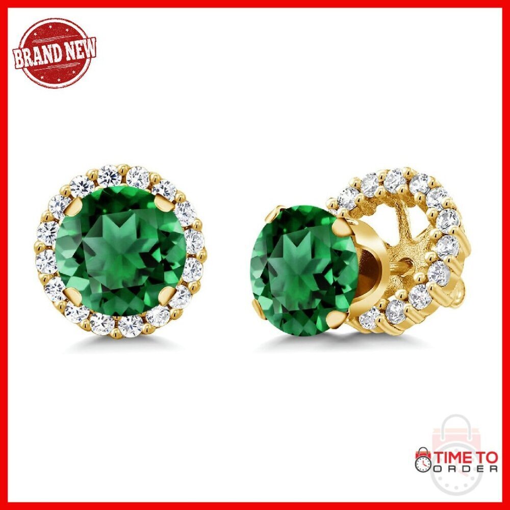 18K Gold Plated Silver Stud Earrings with Removable Jackets, 7MM